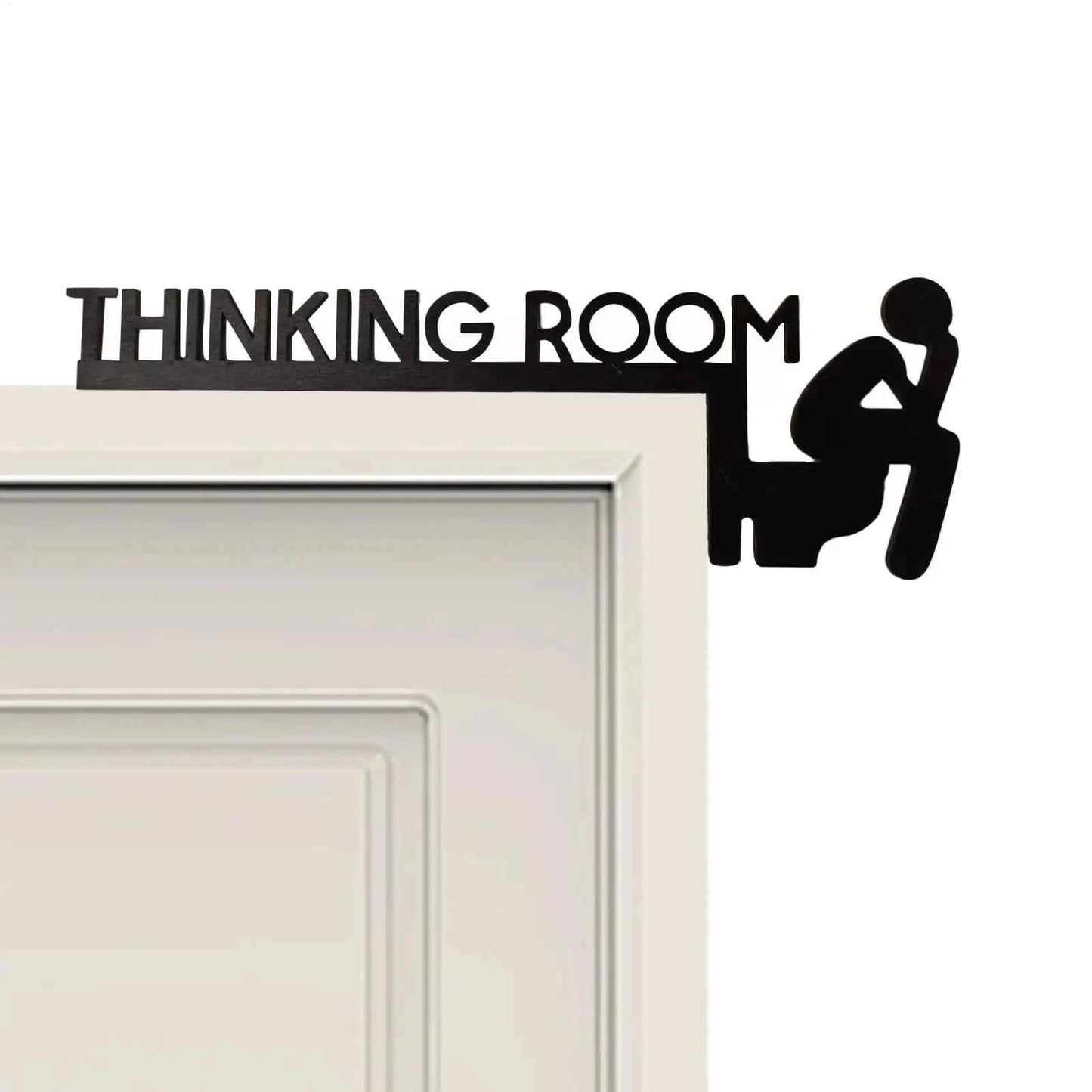 Funny Letter Door Topper Decor Bathroom Thinking Room Wood Toilet Door Sign Unique Thinking Room Home Wall Ornaments Creative