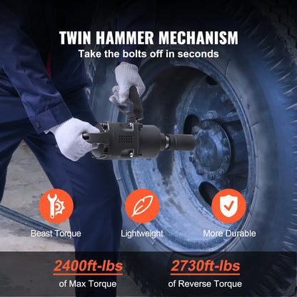 Air Impact Wrench Up to 2730 ft-lbs Reverse Torque Output 1inch Pneumatic Impact Gun for Repairs and Maintenance