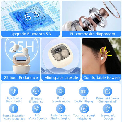 SK Mini Invisible Wireless Earbuds – Bluetooth 5.3, HiFi Bass, IPX5, 480H Standby, Sleep & Sport