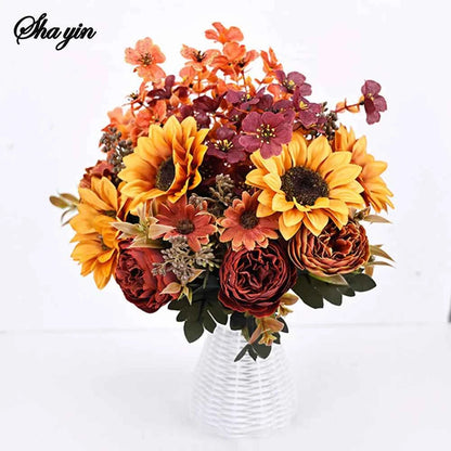 Simulated Flowers Autumn Sunflowers Sunflowers Wedding Home Fake Flowers Simulated Bouquet