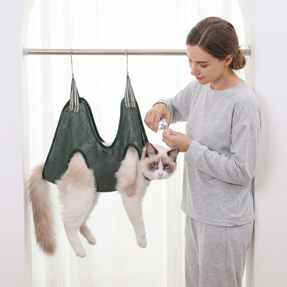 Adjustable Cat Grooming Hammock & Restraint Bag