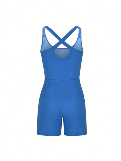Women’s Sleeveless Gym Jumpsuit — Athletic Yoga & Running Romper