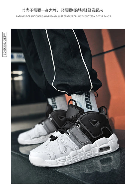 New Large-sized High-top Men's Shoes, Lightweight and Anti-slip Air Cushioned Sports Running Shoes, Casual Basketball Shoes