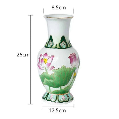 Home Ceramics Lotus Vases Ornaments Buddha Hall Worship Accessories Living Room Flower Arrangement Vase Decoration Crafts