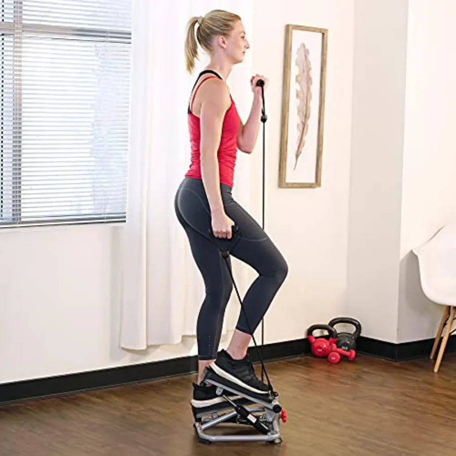Mini Steppers with Digital Monitor and Resistance Bands, Compact Low-Impact Cardio Machines for Home Workouts