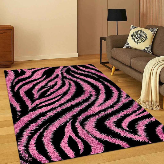 3D Zebra Stripe Leopard Print Tiger Stripe Carpet Rug for Playroom Bedroom Living Room Sofa Doormat Decor, Kid Game Non-slip Mat