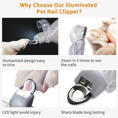 Professional Pet Nail Clippers with LED Light