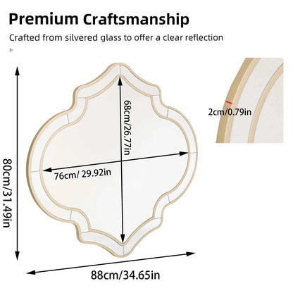 Large Gold Wall Mirror Glass Frame Golden Rim Art Accent Mirror Living Room Hallway Modern Home Decor Display