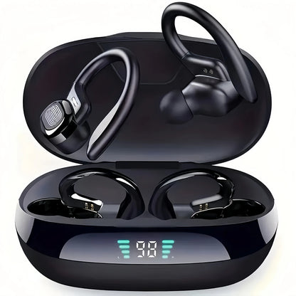 True Wireless Earbuds – Ear Clip Sport Design, Stereo Sound, Mic & LED Display