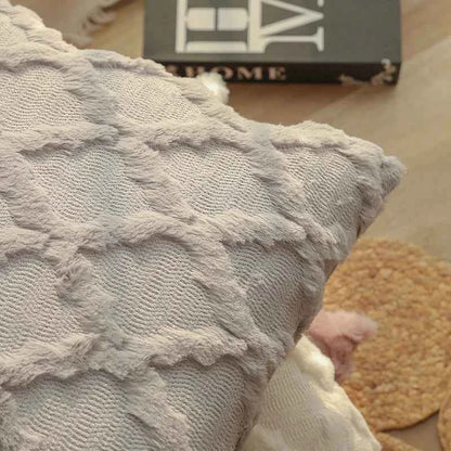 Soft Plush Wool Throw Pillow Covers Luxury Style Cushion Covers European Pillow Shell for Sofa Bedroom Cream Khaki Christmas