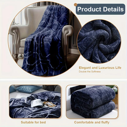 Luxurious Blue Flannel Throw Blanket - Ultra-Soft Cozy Winter Bedroom & Couch Cover,Good For Sleep,1KG,LARGE BLANKET