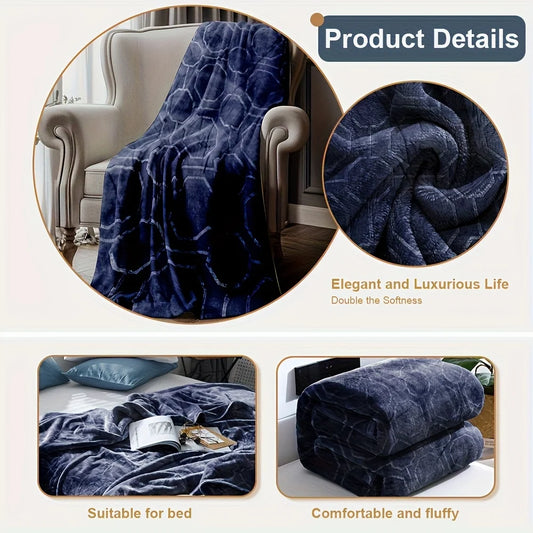 Luxurious Blue Flannel Throw Blanket - Ultra-Soft Cozy Winter Bedroom & Couch Cover,Good For Sleep,1KG,LARGE BLANKET