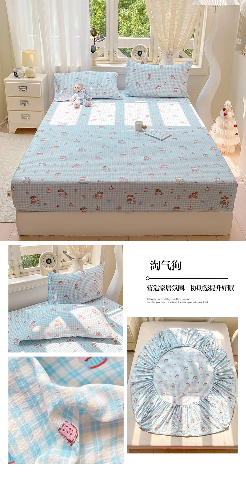 Green Floral Fitted Bed Sheet | Single, Queen, King