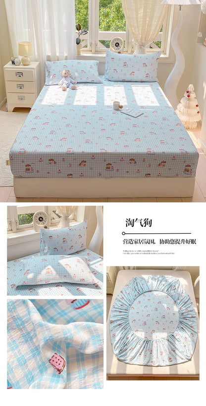 Green Floral Fitted Bed Sheet | Single, Queen, King
