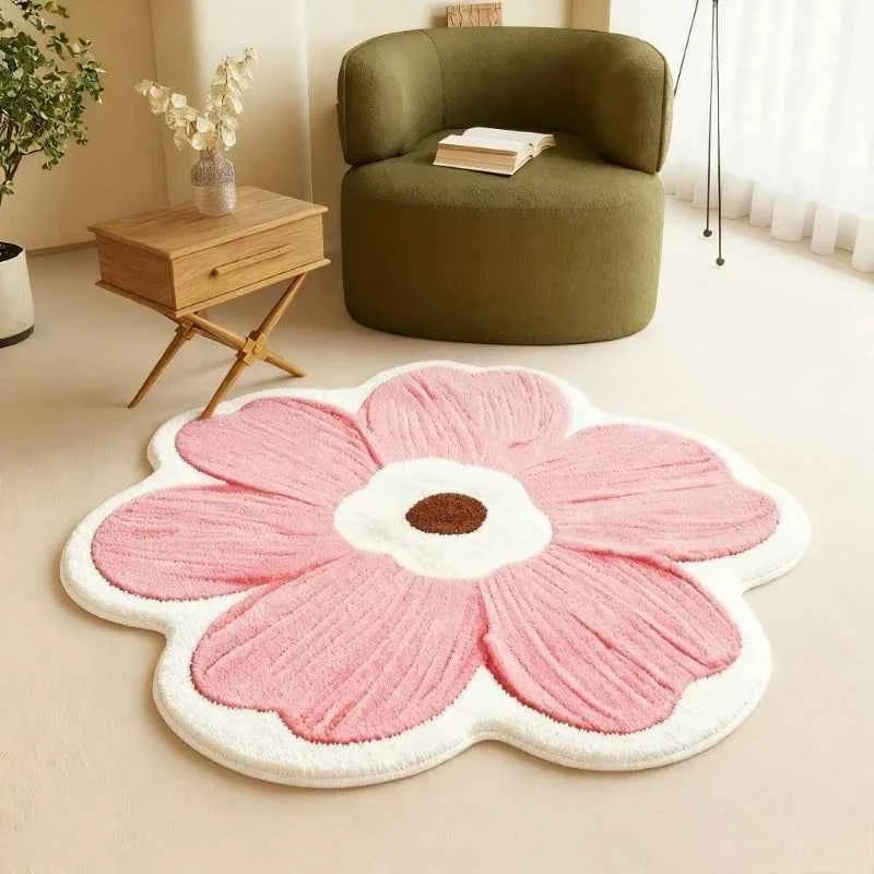 Flower Pattern Bedroom Decor Plush Carpet Fluffy Soft Carpets for Living Room Thick Washable Lounge Floor Mat Home Anti-slip Rug