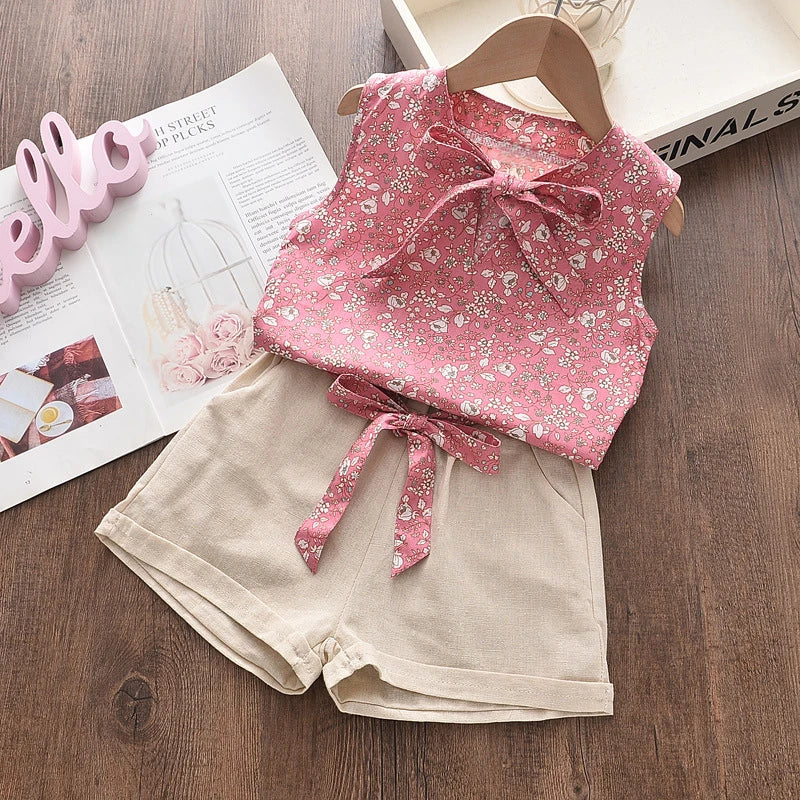 Baby Girls Sleeveless Vest & Shorts 2-Piece Set