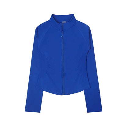 Women’s Zip-Up Sports Jacket — Seamless Long Sleeve Gym Activewear