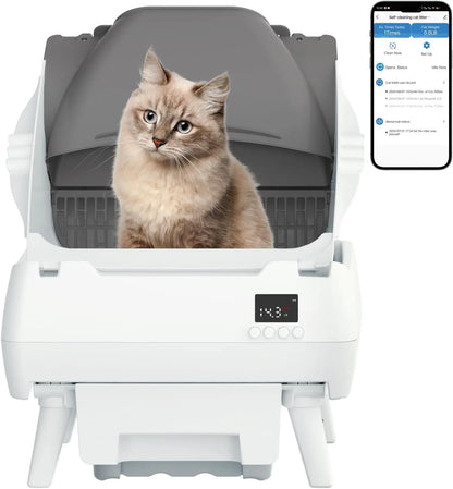 Automatic Self-Cleaning Cat Litter Box — Open Design, APP Control & Anti-Pinch Safety