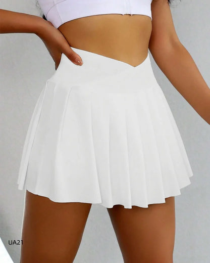 Women's 2-in-1 Tennis Skirt — High Waist Athletic Skort with Pocket