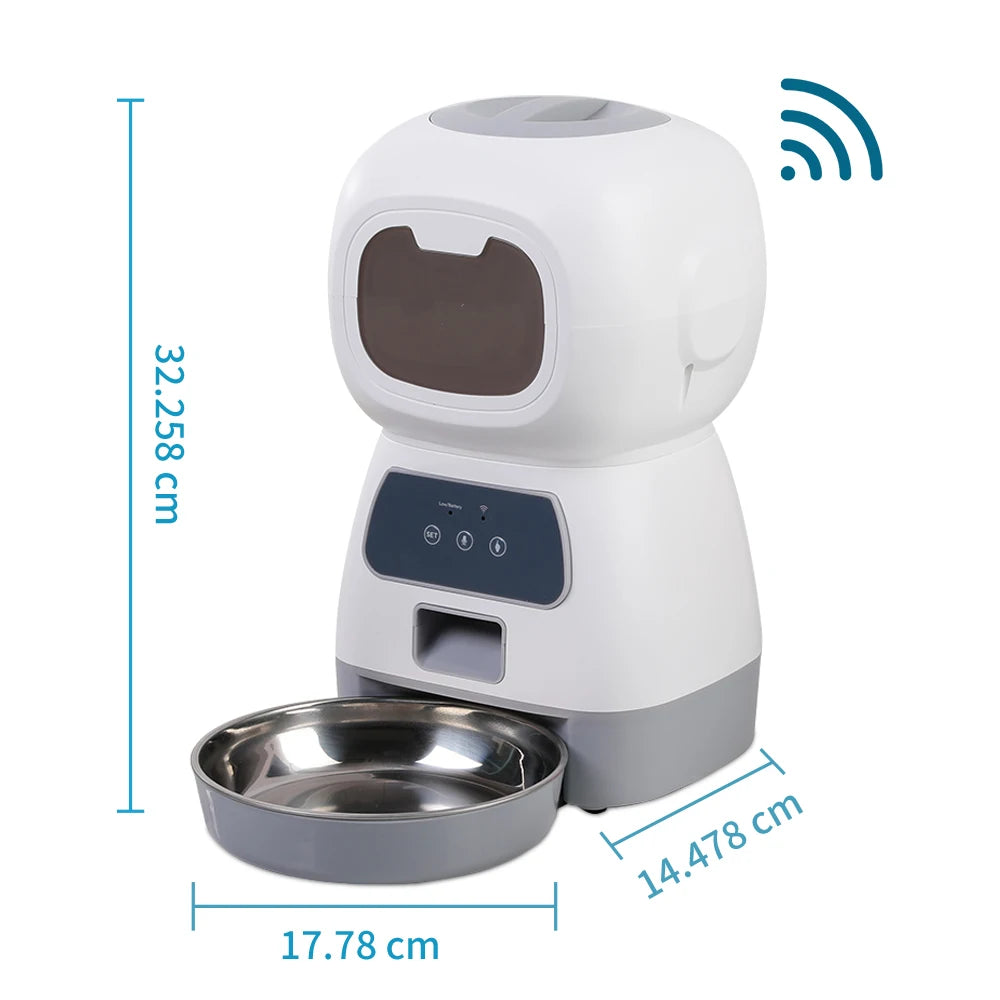 3.5L Automatic WiFi Pet Feeder — Smart Scheduling, Voice Recorder & Slow-Feed Design