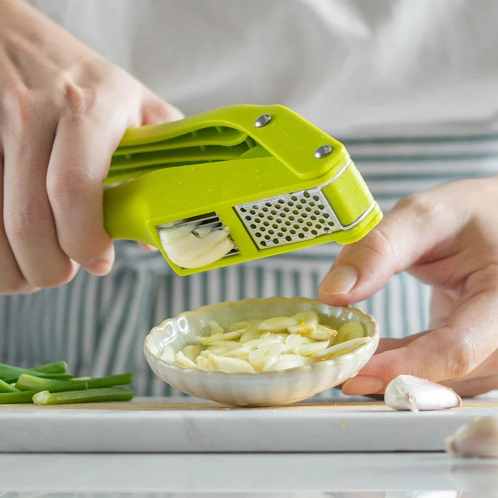 Garlic Press Garlic Slicer 2 In 1 Multifunctional Manual Pull Type Garlic Punch Kitchen Gadget Accessories for Home