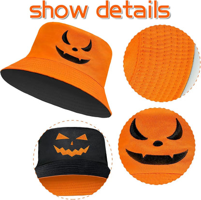 Halloween Bucket Hat For Women Men Unisex Pumpkin Hat Reversible Sun Cap Outdoor Fisherman Hat