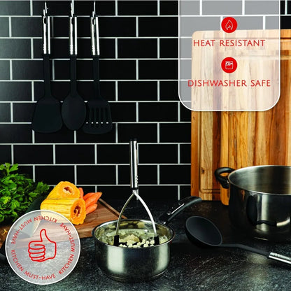 35-Piece Nonstick Cooking Set with Silicone Spatulas and Stainless Steel Kitchen Tools