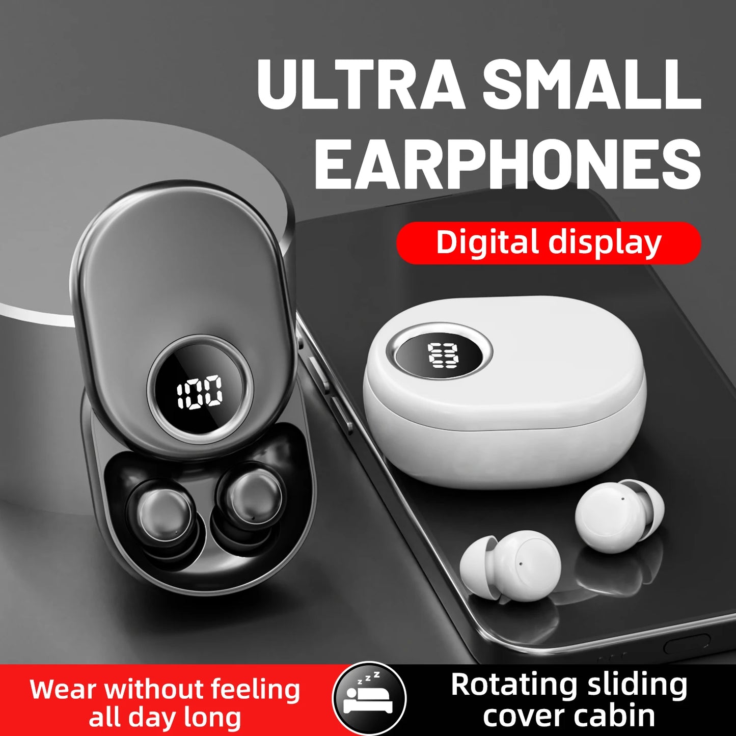 SK55 Sleep Earbuds – Bluetooth 6.0, Noise Cancelling, Zero Ear Pressure, Invisible Flat Design