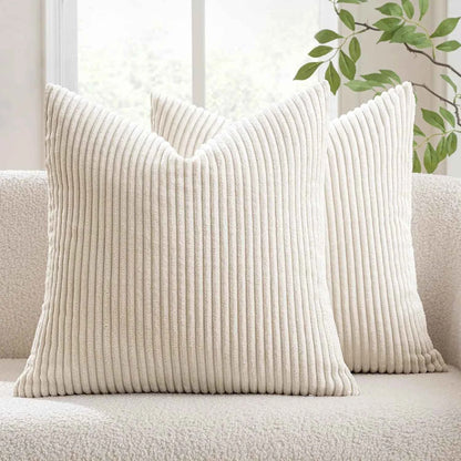 Soft Corduroy Striped Throw Pillow Case 45x45cm Boho Throw Pillow Covers for Sofa Bedroom Living Room Spring Home Decor Green