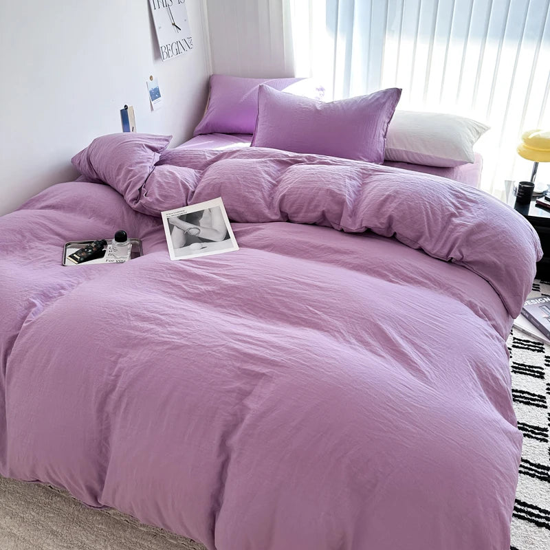 Solid Cotton Bedding Set | Duvet Cover & Sheet