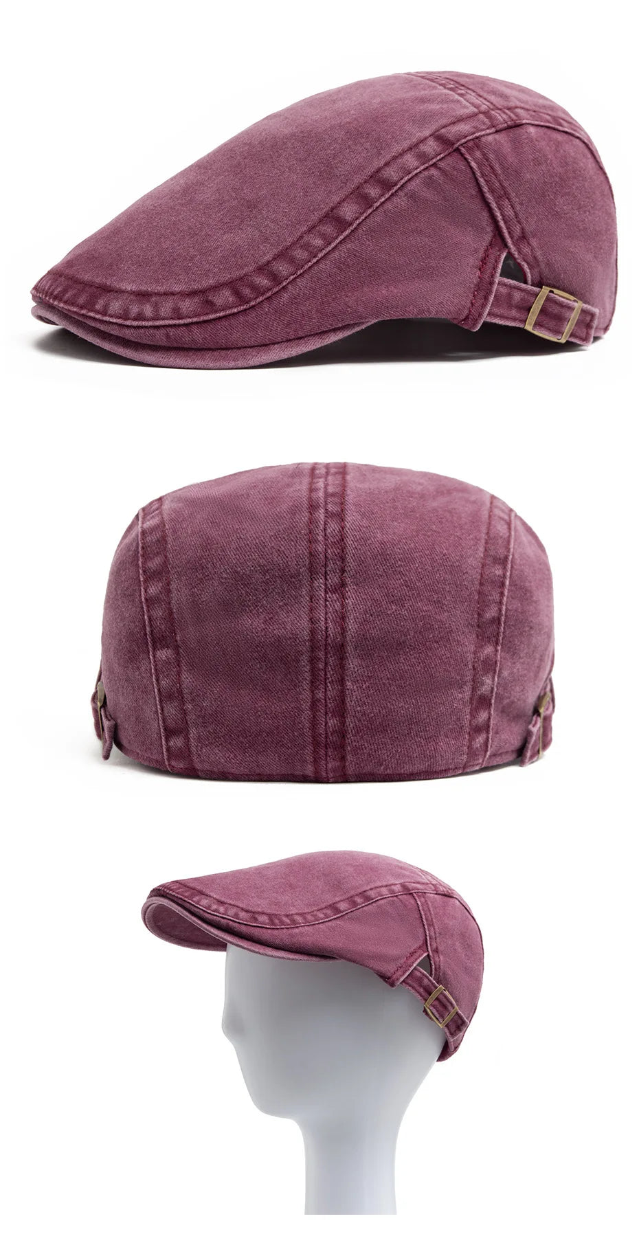Retro Washed Denim Newsboy Cap