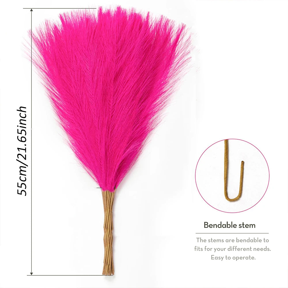 10pcs Faux Pampas Grass Decor Artificial Pampas Flower Floral Vase Filler Flower Arrangement Home Room Wedding Fall Decoration