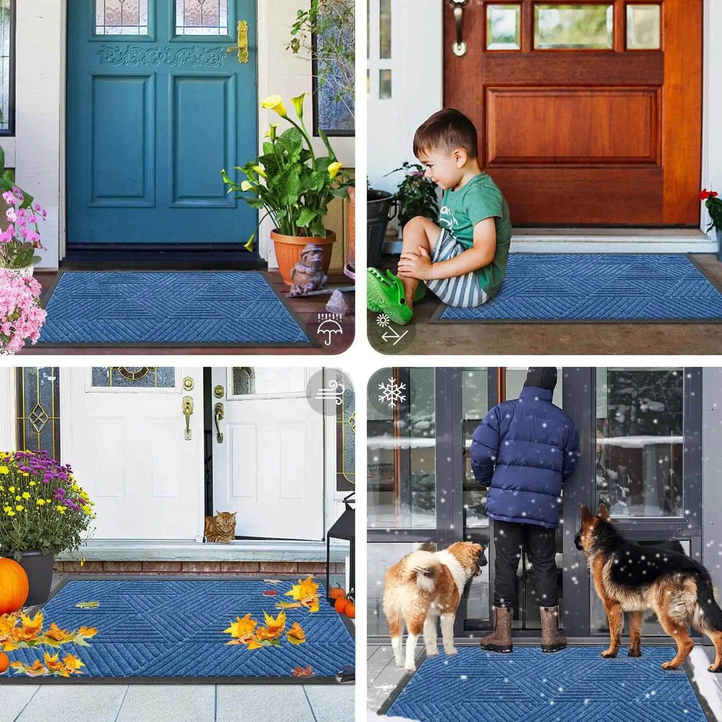 Kitinjoy Front Door Rubber Mats Indoor Outdoor Non-slip Absorbent Rugs Easy Clean Low Profile Entryway Doormats Home Decor Mats