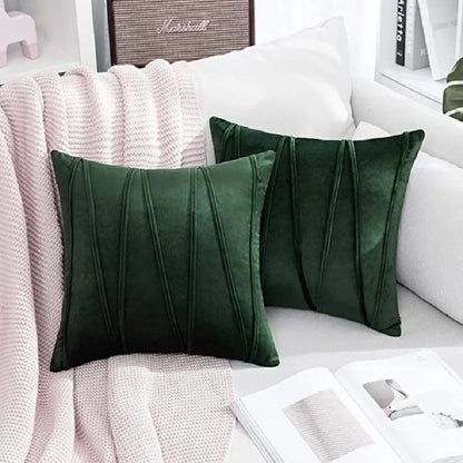 Set of 2 Decorative Green Throw Pillow Covers Soft Solid Velvet Pillow Covers Cushion Case for Sofa Bedroom подушки декоративные