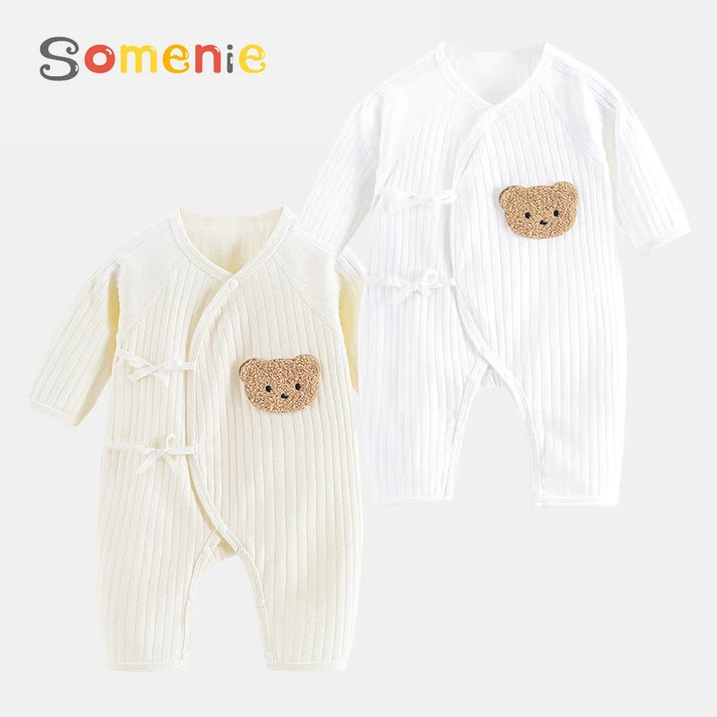 Infant Knit Romper, 100% Cotton Long Sleeve One-Piece
