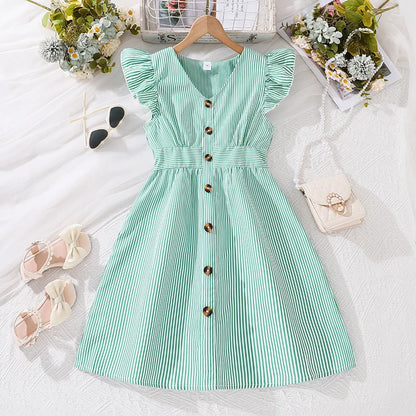 Kids Dress For Girls 8-12 Years Summer Girls Dopamine Dress Graduation Birthday Party Event Fresh Sweet Style Girls Dress