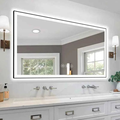 72x36 Inch Frameless Smart LED Bathroom Mirror with Touch Control and Anti-Fog Feature