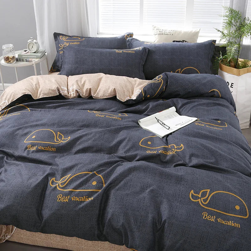 Daisy Print Washed Cotton Duvet Cover Set, King