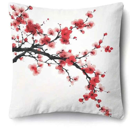 Red Plum Blossom Patterned Pillowcase ,Sofa bedroom cushion cover, single-sided printing, without pillow core