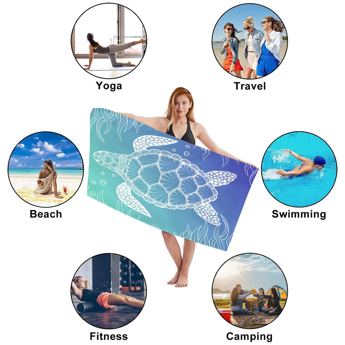 Large Microfiber Beach Towel Quick Dry Sun Protection Absorbent Bath Towel