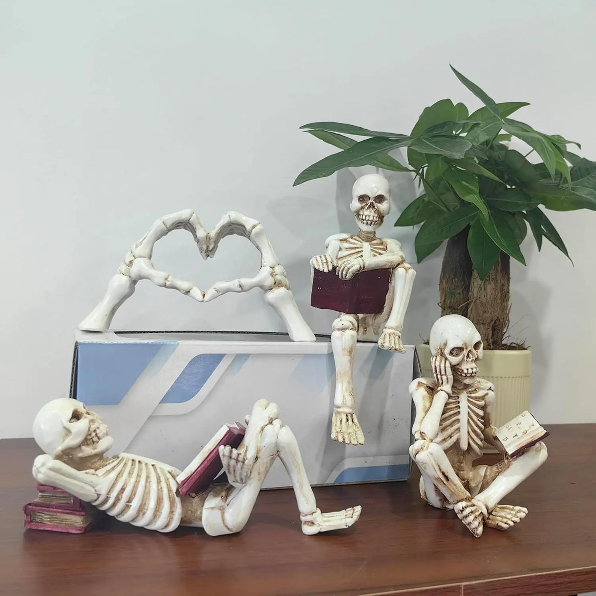 Gothic Skeleton Heart Hands Sculpture 6.3"- Unique Until Death Bone Heart Love Sign -Halloween Home Decor, Gothic Wedding Gift,