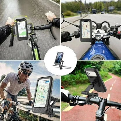 New Adjustable Retractable Bike Phone Holder 360° Rotating Waterproof Anti-Shock Bike Motorcycle Phone Mount Touchscreen Bracket