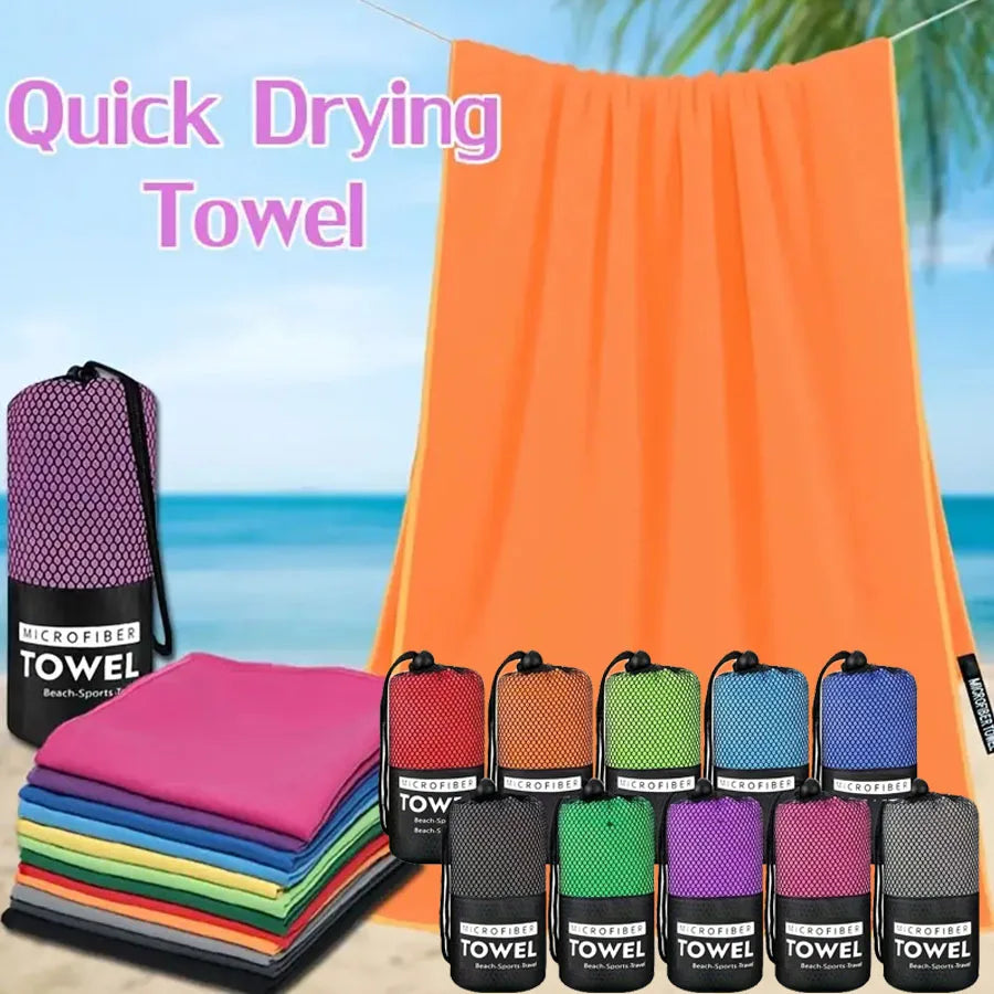 Thick Sand-Free Microfiber Sports Towel — Beach, Swim & Gym