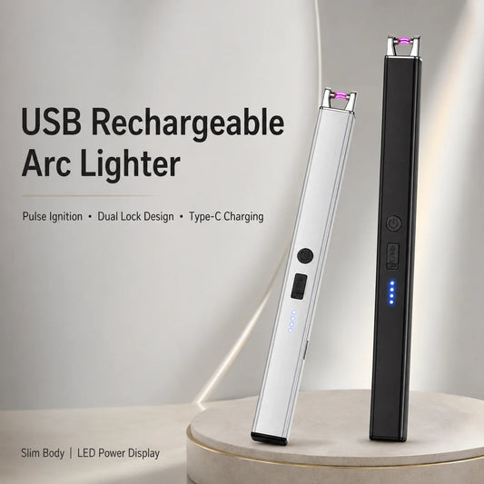 Electric Arc Candle Lighter – USB Rechargeable, Windproof Flameless Plasma, Long Reach & LED Display