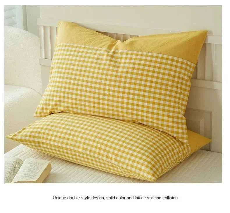 Pillowcase Envelope Style Plaid Couples Plain Ins 48x74cm 100% Pure Cotton Home Textile Household Bedroom Throw Pillow Case
