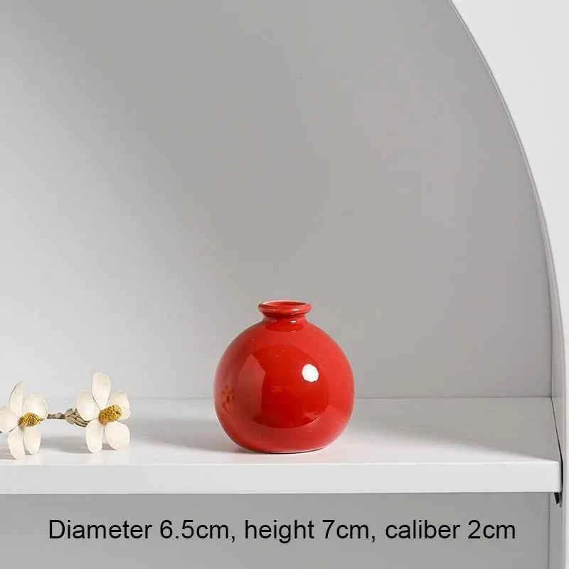 7cm Small Ceramic Base Ins Simple Japanese Home Living Room Porch Decoration Vase White Pink Purple Blue Dry Flower Hydroponics