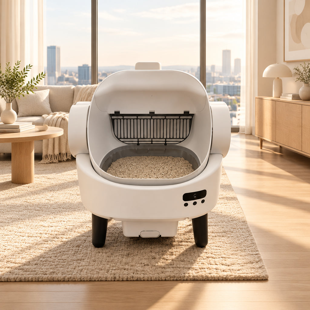 Automatic Self-Cleaning Cat Litter Box – White