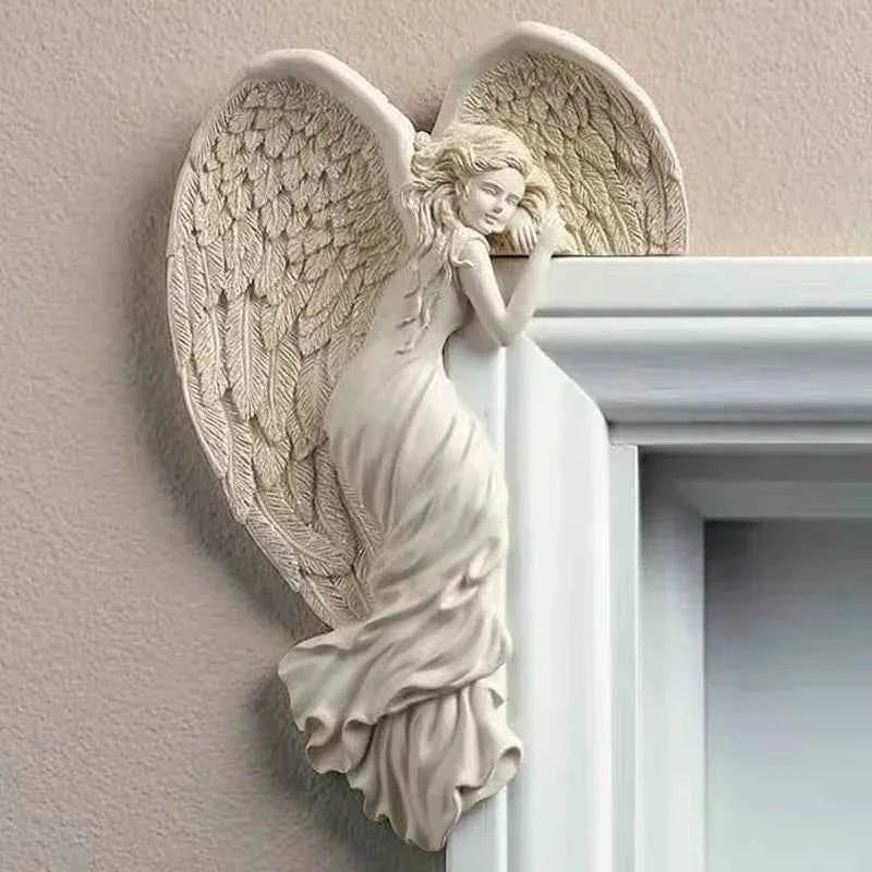 Home Decor Creative Fashion Crafts Angel Wings Resin Craft Door Frame Ornament Angel Winged Goddess Garden Door Decor Gifts