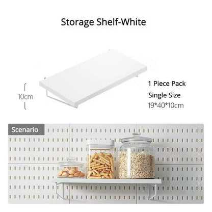 New DIY Pegboard Accessories Hanging Shelf Storage Hooks Wall Organizer No Punching Crafts Organization For Garage Kitchen Room