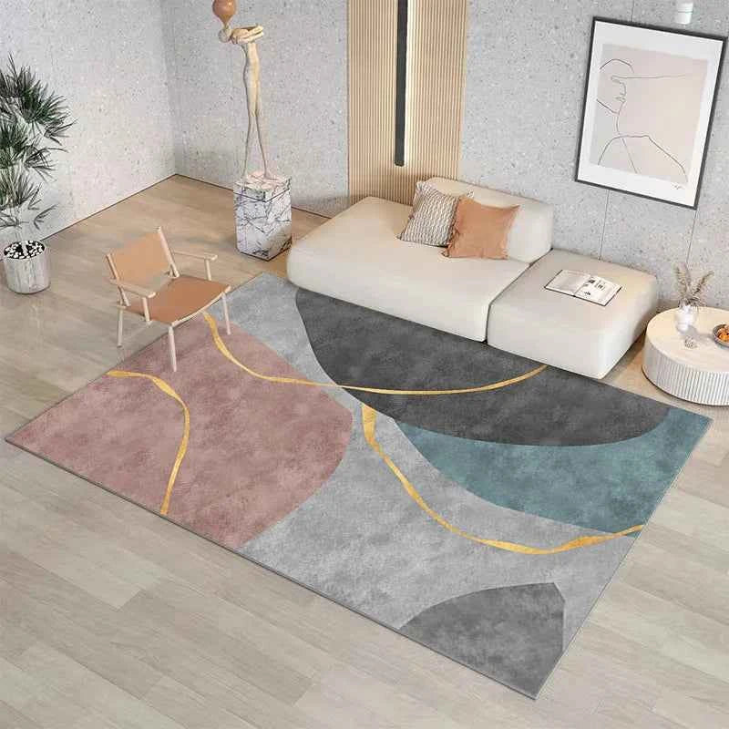 VIKAMA Nordic modern geometric large area anti-fouling crystal velvet carpet living room bedroom non-slip living room sofa Rugs